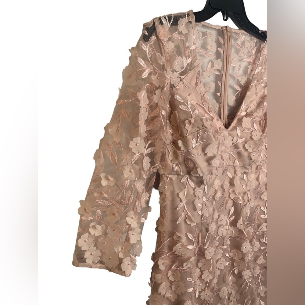 NWT Eliza J Blush Pink 3D Embroidered Applique Flowers Dress Size 6 - Picture 7 of 11